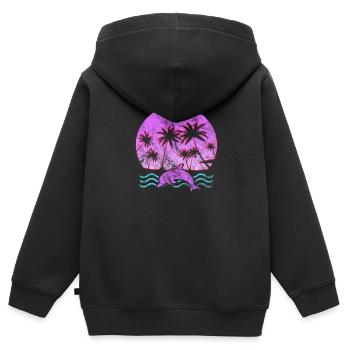 Dolphin - Kids Premium Organic Zip-up Hoodie - black - Back - AI Model Kid Male (0cm)