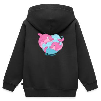 Dauphin dauphin de mer cadeau de dauphins de mer - Sweat Premium à capuche zippé enfant bio - noir - Dos - AI Model Kid Male (0cm)