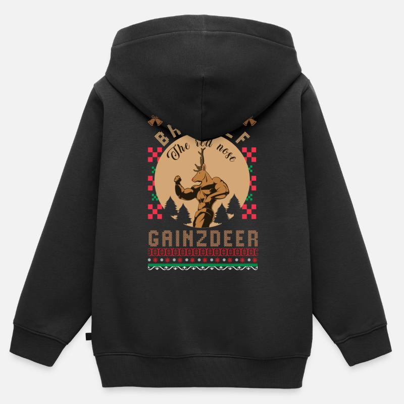 Gym de Noël, musculation de gymnase de Noël, - Sweat Premium à capuche zippé enfant bio - noir