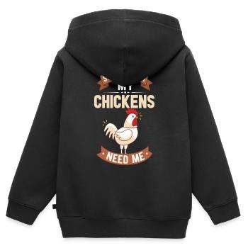 my chickens need my meine hühner brauchen mich - Kinder Premium Organic Zip Hoodie - Schwarz - Hinten - AI Model Kid Male (0cm)