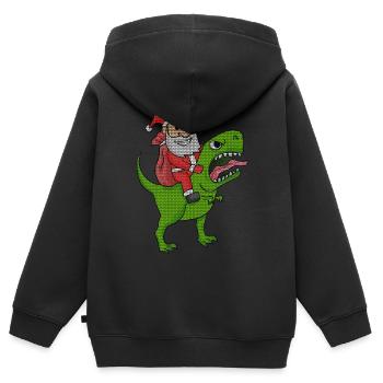 Effet de Noël laid de dinosaure de Noël - Sweat Premium à capuche zippé enfant bio - noir - Dos - AI Model Kid Male (0cm)