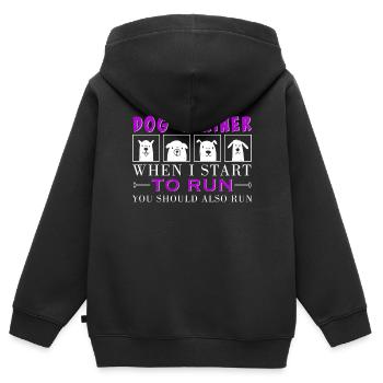 Hundetrainerin bei Hundeerziehung auf Hundeplatz - Kinder Premium Organic Zip Hoodie - Schwarz - Hinten - AI Model Kid Male (0cm)