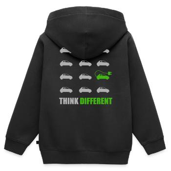 Think Different Electric Car E-Car Say I Climate - Kids Premium Organic Zip-up Hoodie - black - Back - AI Model Kid Male (0cm)
