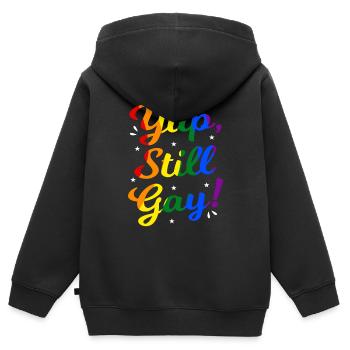 LGBT - Kinder Premium Organic Zip Hoodie - Schwarz - Hinten - AI Model Kid Male (0cm)