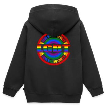 LGBT - Kinder Premium Organic Zip Hoodie - Schwarz - Hinten - AI Model Kid Male (0cm)