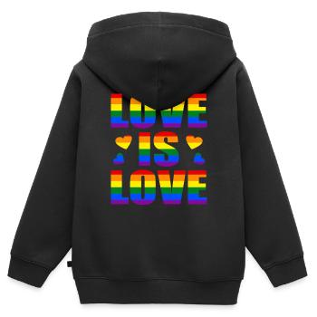LGBT - Kinder Premium Organic Zip Hoodie - Schwarz - Hinten - AI Model Kid Male (0cm)