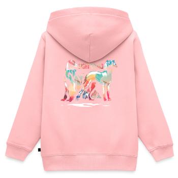 Windhund - Kinder Premium Organic Zip Hoodie - Rosa - Hinten - AI Model Kid Female (0cm)
