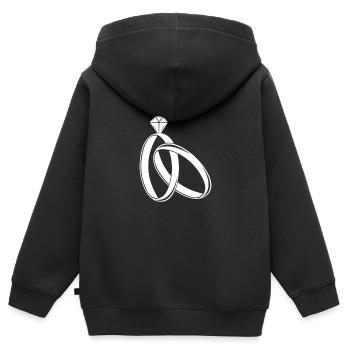 Mariage de mariage - Sweat Premium à capuche zippé enfant bio - noir - Dos - AI Model Kid Male (0cm)
