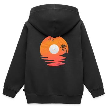 Vinyl Record Retro Sea Sunset DJ Gift - Kids Premium Organic Zip-up Hoodie - black - Back - AI Model Kid Male (0cm)