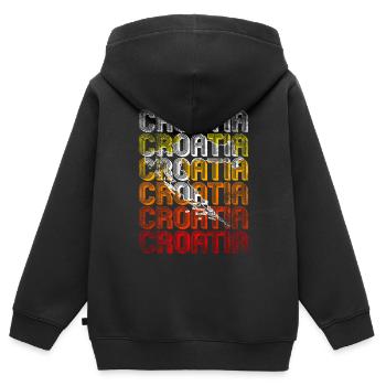 Kroatien - Kinder Premium Organic Zip Hoodie - Schwarz - Hinten - AI Model Kid Male (0cm)