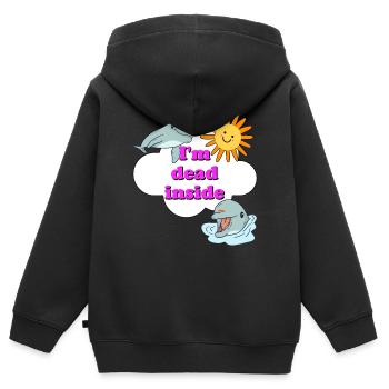 i am dead inside - Kinder Premium Organic Zip Hoodie - Schwarz - Hinten - AI Model Kid Male (0cm)