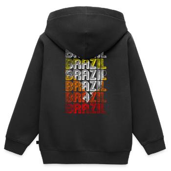 Brésil - Sweat Premium à capuche zippé enfant bio - noir - Dos - AI Model Kid Male (0cm)