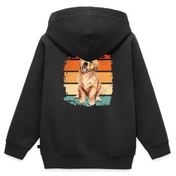 Golden retriever - Sweat Premium à capuche zippé enfant bio - noir - Dos - AI Model Kid Male (0cm)