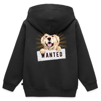 Golden retriever - Sweat Premium à capuche zippé enfant bio - noir - Dos - AI Model Kid Male (0cm)
