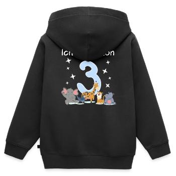 Ich bin schon 3 - Schönes 3. Geburtstag Kinder - Kinder Premium Organic Zip Hoodie - Schwarz - Hinten - AI Model Kid Male (0cm)