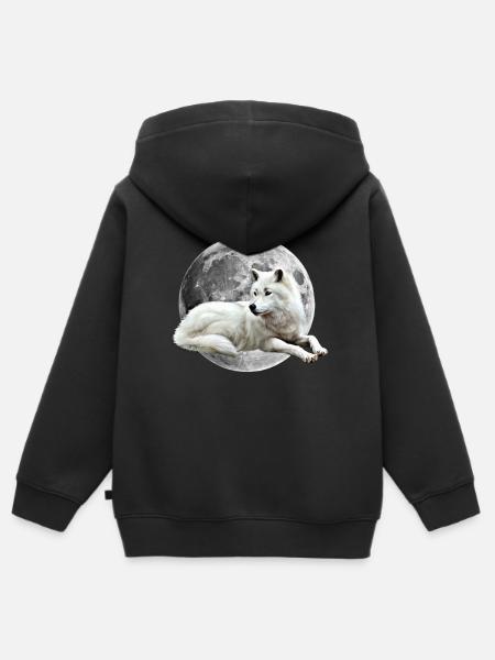 lobo - Premium børne zip-hættetrøje økologisk - sort
