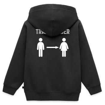 Transgender - Kinder Premium Organic Zip Hoodie - Schwarz - Hinten - AI Model Kid Male (0cm)