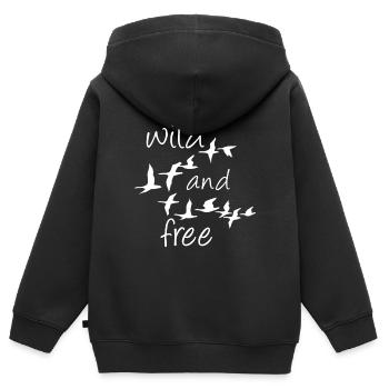 wilde Gänse sind wild und frei - Kinder Premium Organic Zip Hoodie - Schwarz - Hinten - AI Model Kid Male (0cm)