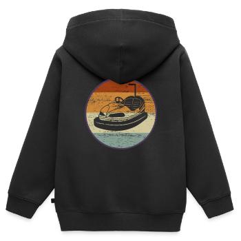 Bumper car rétro fête foraine cadeau des années 90 - Sweat Premium à capuche zippé enfant bio - noir - Dos - AI Model Kid Male (0cm)