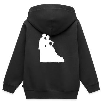 Hochzeit - Kinder Premium Organic Zip Hoodie - Schwarz - Hinten - AI Model Kid Male (0cm)