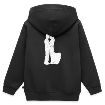 Hochzeit - Kinder Premium Organic Zip Hoodie - Schwarz - Hinten - AI Model Kid Male (0cm)
