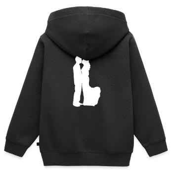 Hochzeit - Kinder Premium Organic Zip Hoodie - Schwarz - Hinten - AI Model Kid Male (0cm)