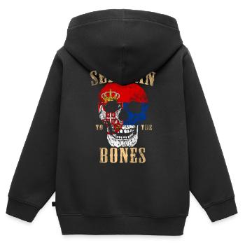 Serbe jusqu’aux os - Sweat Premium à capuche zippé enfant bio - noir - Dos - AI Model Kid Male (0cm)