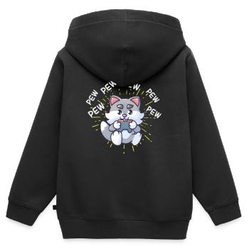 Console de jeu de jeux vidéo Pew Pew Gaming Cat - Sweat Premium à capuche zippé enfant bio - noir - Dos - AI Model Kid Male (0cm)