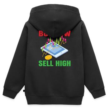 Commerce commercial - Sweat Premium à capuche zippé enfant bio - noir - Dos - AI Model Kid Male (0cm)