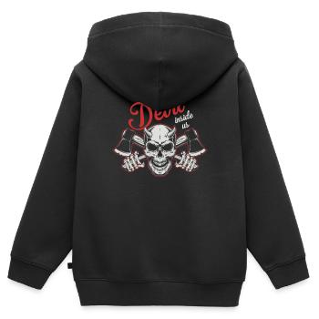 devil - Kids Premium Organic Zip-up Hoodie - black - Back - AI Model Kid Male (0cm)