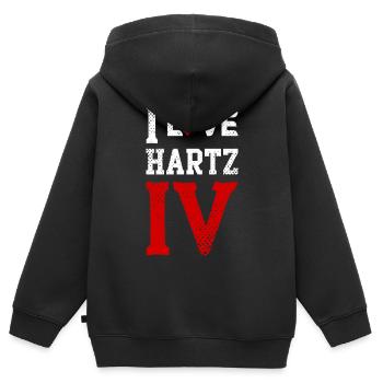 i love hartz IV 4 ich liebe hartz IV 4 arbeitslos - Kinder Premium Organic Zip Hoodie - Schwarz - Hinten - AI Model Kid Male (0cm)