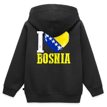 J’aime la Bosnie - Sweat Premium à capuche zippé enfant bio - noir - Dos - AI Model Kid Male (0cm)