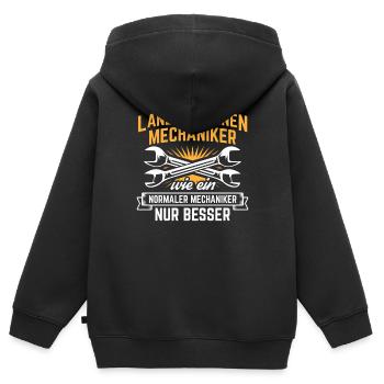Landmaschinenmechaniker Landmaschinen Mechaniker - Kinder Premium Organic Zip Hoodie - Schwarz - Hinten - AI Model Kid Male (0cm)