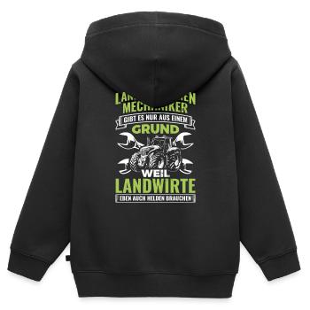Landmaschinen Landmaschinenmechaniker Mechaniker - Kinder Premium Organic Zip Hoodie - Schwarz - Hinten - AI Model Kid Male (0cm)