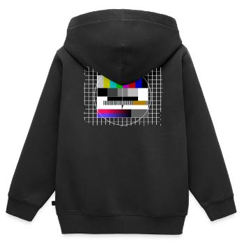 Modèle d’essai TV Télévision Freeze Frame Retro Vintage - Sweat Premium à capuche zippé enfant bio - noir - Dos - AI Model Kid Male (0cm)