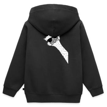 Strauß-Laufvogel mit Brille - Kinder Premium Organic Zip Hoodie - Schwarz - Hinten - AI Model Kid Male (0cm)