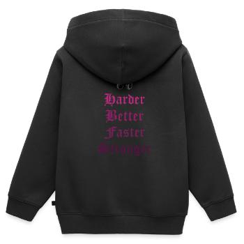 Headphones - Better Faster Stronger - Sweat Premium à capuche zippé enfant bio - noir - Dos - AI Model Kid Male (0cm)