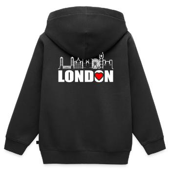 Londres - Sweat Premium à capuche zippé enfant bio - noir - Dos - AI Model Kid Male (0cm)