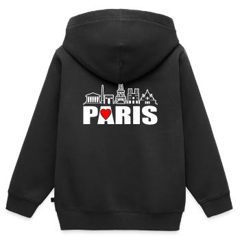 Paris - Sweat Premium à capuche zippé enfant bio - noir - Dos - AI Model Kid Male (0cm)