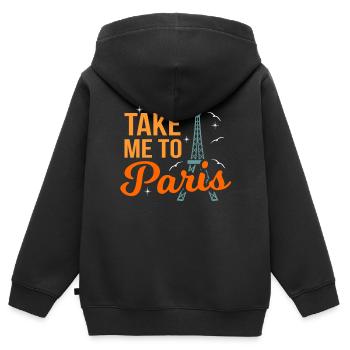 Paris - Sweat Premium à capuche zippé enfant bio - noir - Dos - AI Model Kid Male (0cm)