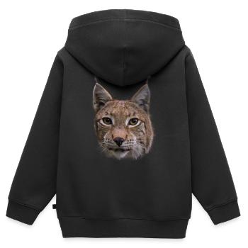 Luchs Design Luchse Wildkatzen Geschenk - Kinder Premium Organic Zip Hoodie - Schwarz - Hinten - AI Model Kid Male (0cm)