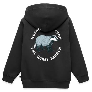 j'aime le blaireau j'aime le blaireau blaireau blaireau forêt - Sweat Premium à capuche zippé enfant bio - noir - Dos - AI Model Kid Male (0cm)