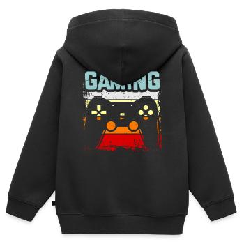 Jeux informatiques - Sweat Premium à capuche zippé enfant bio - noir - Dos - AI Model Kid Male (0cm)