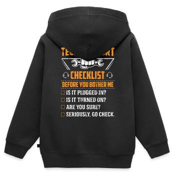 Technik Support Checkliste Computer IT Informatik - Kinder Premium Organic Zip Hoodie - Schwarz - Hinten - AI Model Kid Male (0cm)
