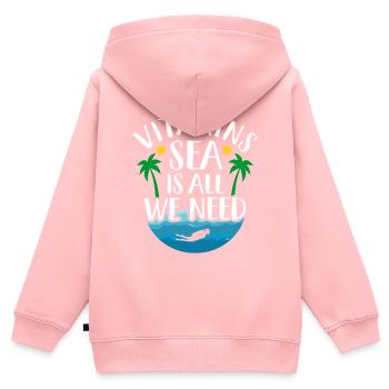 mer - Sweat Premium à capuche zippé enfant bio - rose - Dos - AI Model Kid Female (0cm)