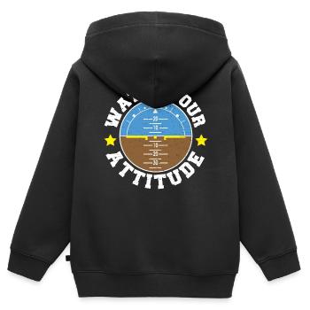 Watch Your Attitude - Pilot - Kinder Premium Organic Zip Hoodie - Schwarz - Hinten - AI Model Kid Male (0cm)