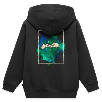 Ameise - Kinder Premium Organic Zip Hoodie - Schwarz - Hinten - AI Model Kid Male (0cm)