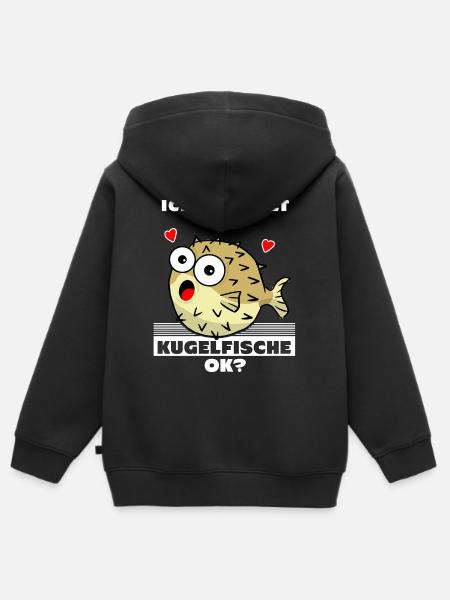 Kugelfisch - Ich mag Kugelfische - Kinder Premium Organic Zip Hoodie - Schwarz