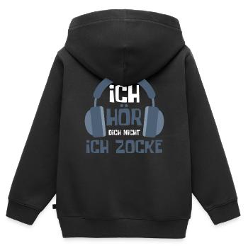 Gaming Game Gamer - Kinder Premium Organic Zip Hoodie - Schwarz - Hinten - AI Model Kid Male (0cm)