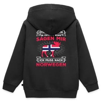Angeln Norwegen Skandinavien - Kinder Premium Organic Zip Hoodie - Schwarz - Hinten - AI Model Kid Male (0cm)